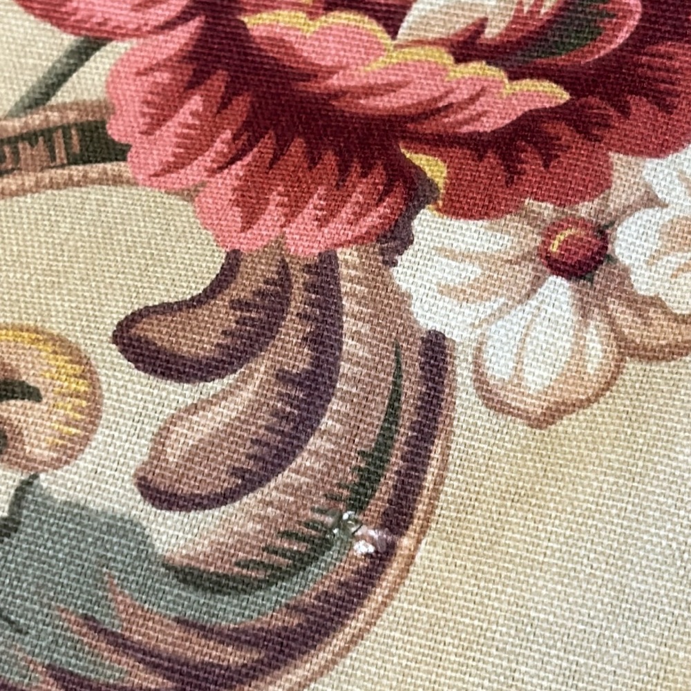 Gorgeous Rose floral heavyweight fabric upholstery camel pink green gold cottage - Picture 9 of 9